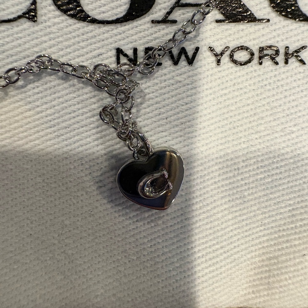 Coach Silver Heart Pendant Necklace and Coach Pouch - Picture 4 of 8